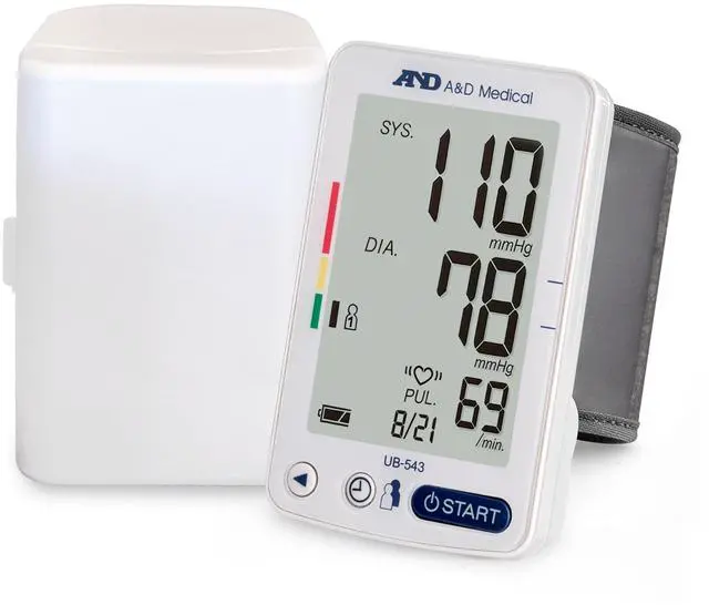 Main image of Essential One Wrist Blood Pressure Monitor for Home Use, UB-543, BP Adjustable Cuff (5.3-8.5"/13.5-21.5 cm), 2 Users, One Button Operation, 60 Reading Memory, Carrying Case, 2 AAA Battery