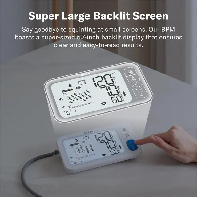 Alt view image 4 of 7 - Bluetooth Blood Pressure Monitor for Home Use, Accurate Upper Arm Smart BP Machine with Wide Range Cuff, App-Enabled for iOS & Android, Super Large Backlit Screen, 2 x 250 Memory
