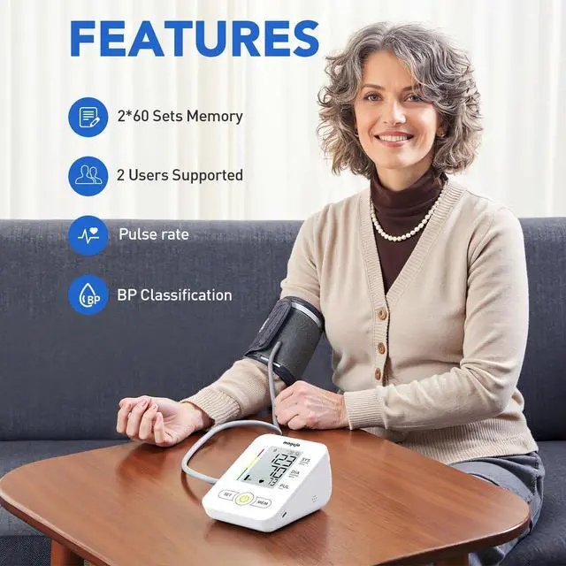 Alt view image 5 of 7 - Arm Blood Pressure Monitor,maguja Blood Pressure Machine,BP Monitor Automatic Upper Arm Digital with Blood Pressure Cuff for Home Use (White)