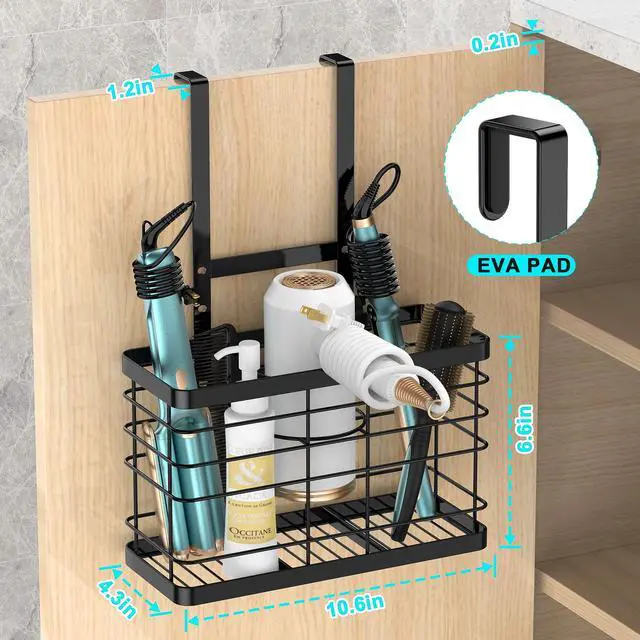 Alt view image 3 of 6 - Hair Tool Organizer - Blow Dryer & Hair Dryer Holder Cabinet Door, Bathroom Organizer & Storage Basket for Styling Tools