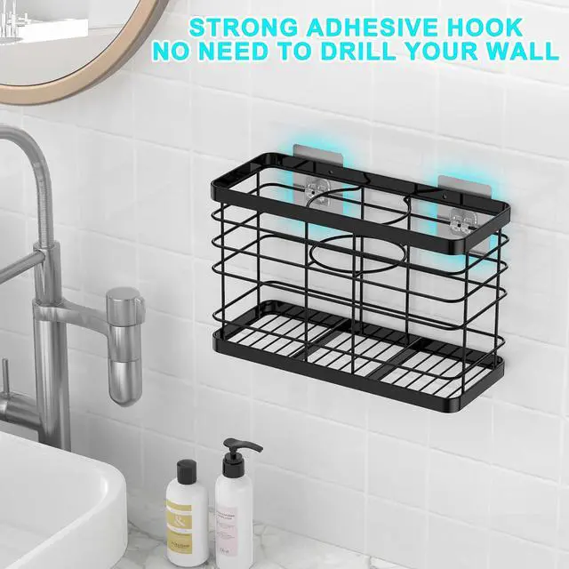 Alt view image 6 of 6 - Hair Tool Organizer - Blow Dryer & Hair Dryer Holder Cabinet Door, Bathroom Organizer & Storage Basket for Styling Tools