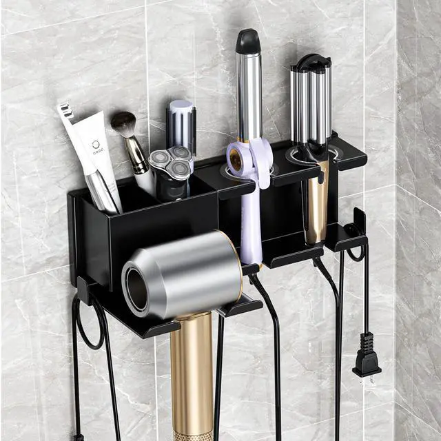 Main image of Hair Dryer Holder, Hair Tool Organizer, Blow Dryer Hanger Wall Mount for Dryer Hook, Bathroom Space-Saving Blow Dryer Organizer, Curling Irons Storage Wall Mounted