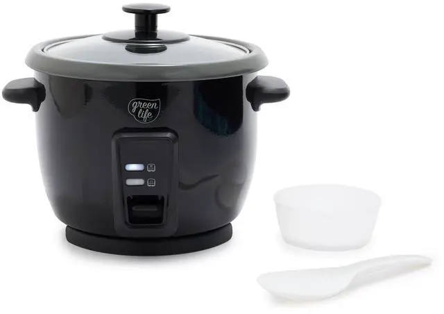 Main image of Rice Cooker with Removable PFAS-Free Ceramic Nonstick Pot, 3-Cups Uncooked/6-Cups Cooked, Grains & Oatmeal Multicooker, Compact One-Switch Design, Auto Keep Warm, Easy Clean, Black