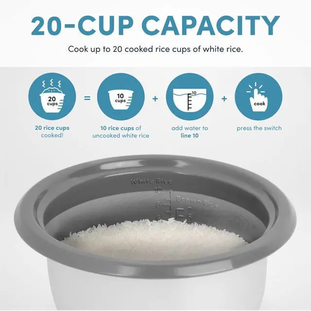 Alt view image 6 of 7 - 20-Cup (Cooked) One-Touch Rice Cooker and Food Steamer with Auto-Warm | 10 cups uncooked, 20 cups cooked (ARC-390NGP)