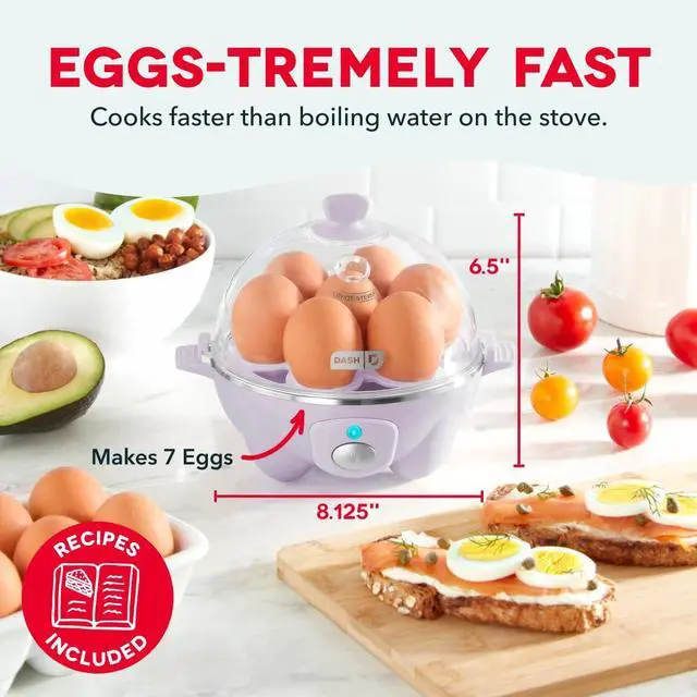 Alt view image 2 of 7 - Rapid Egg Cooker - Boiler, Poacher & Steamer - Includes Measuring & Recipe Guide - Dishwasher Safe - BPA Free - Holds 7 Eggs, Lavender