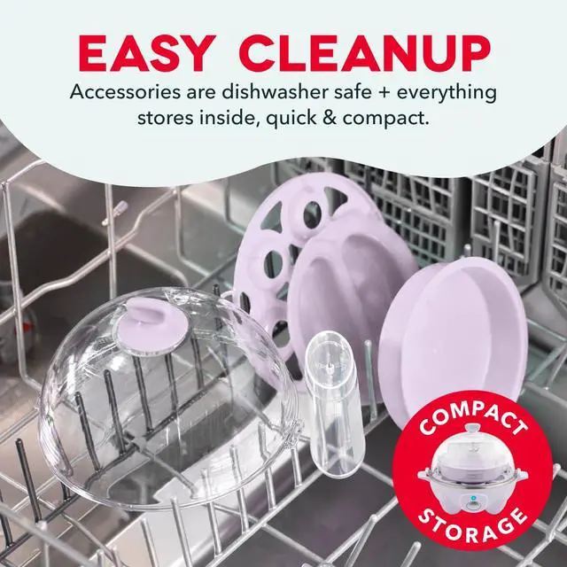 Alt view image 6 of 7 - Rapid Egg Cooker - Boiler, Poacher & Steamer - Includes Measuring & Recipe Guide - Dishwasher Safe - BPA Free - Holds 7 Eggs, Lavender