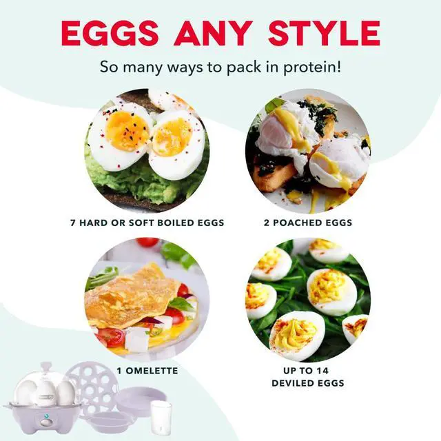 Alt view image 4 of 7 - Rapid Egg Cooker - Boiler, Poacher & Steamer - Includes Measuring & Recipe Guide - Dishwasher Safe - BPA Free - Holds 7 Eggs, Lavender