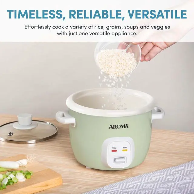 Alt view image 4 of 7 - ® Mini Rice Cooker, 2-Cup (Uncooked) / 4-Cup (Cooked), Grain Cooker, Soup Maker, Oatmeal Cooker, Auto Keep Warm, 1 Qt, Light Green