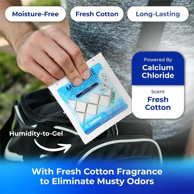 Alt view image 4 of 6 - Moisture Absorber Sachets Fresh Cotton 1.4 oz/40g - Remove Excess Moisture In Air & Odor - Desiccant Dehumidifier for Closet, Drawer, Safe, Storage - Dampness & Humidity Control - Set of 8