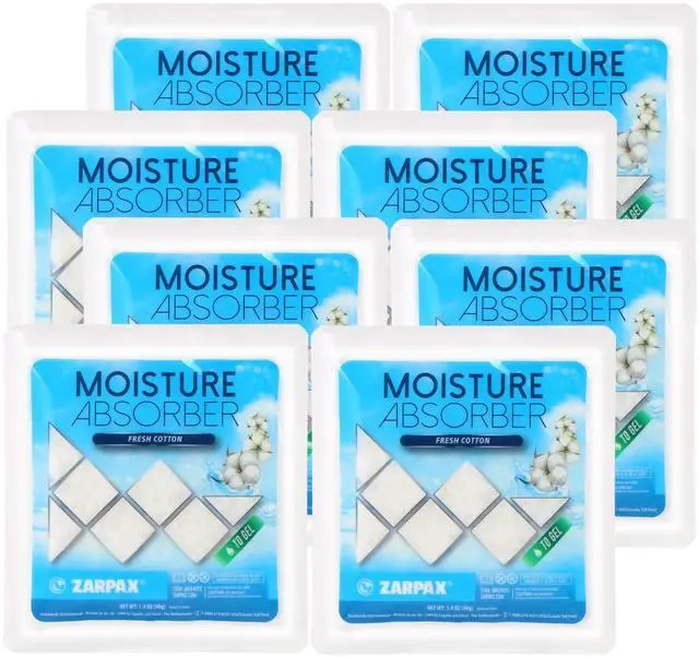Main image of Moisture Absorber Sachets Fresh Cotton 1.4 oz/40g - Remove Excess Moisture In Air & Odor - Desiccant Dehumidifier for Closet, Drawer, Safe, Storage - Dampness & Humidity Control - Set of 8