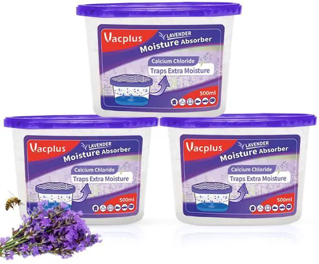 Main image of Moisture Absorbers - Dehumidifiers for Closet, Efficient Humidity Absorber Boxes Collect Excess Moisture for Bathroom, Kitchen, Study, Lavender Fragrance, 3 Pack