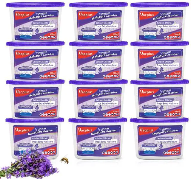 Main image of Moisture Absorbers, 10.5 Oz Humidity Absorber Boxes Attracts Extra Moisture from Your Bathroom, Closet, Kitchen & Study, Dehumidifier, Odor Eliminator for Closet (Lavender Scent), 12 Packs