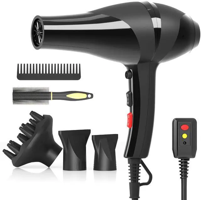 Main image of Hair Dryer, Professional Ionic Blow Dryer with Diffuser for Curly Hair,2400W Powerful Fast Drying Hairdryer Blowdryer for Women Men Home Salon Hair Styling,Constant Temp Low Noise