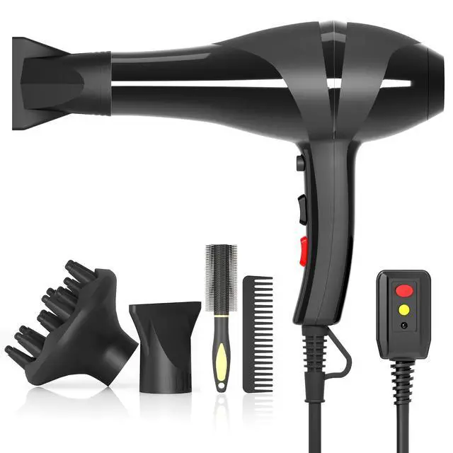 Alt view image 7 of 7 - Hair Dryer, Professional Ionic Blow Dryer with Diffuser for Curly Hair,2400W Powerful Fast Drying Hairdryer Blowdryer for Women Men Home Salon Hair Styling,Constant Temp Low Noise