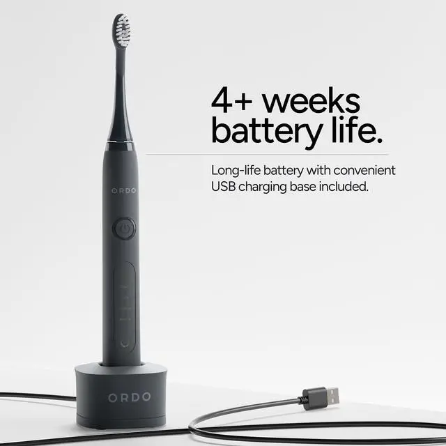 Alt view image 2 of 5 - Sonic+ Electric Toothbrush for Adults, Advanced Tech, 4 Brushing Modes, Fast Rechargeable, Sonic Toothbrushes Over 4 Weeks Battery Life, Silicone Polishing Element, USB Charger, Charcoal Grey