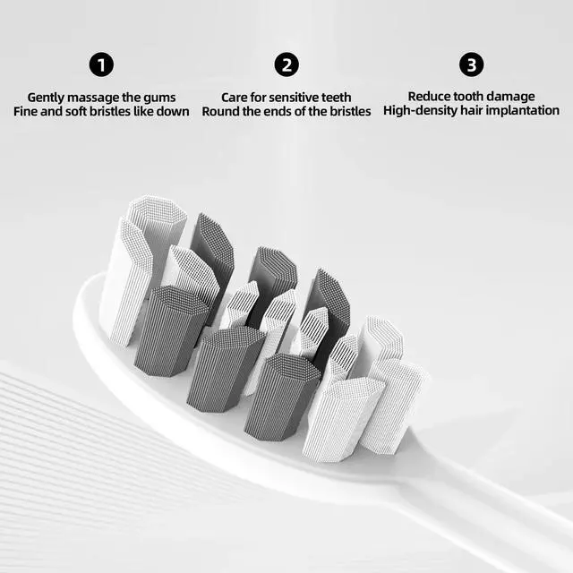 Alt view image 5 of 7 - Adult Sonic Electric Toothbrush with 10 Brush Heads, Travel Case, and Wall Bracket, Suitable for Both Adults and Kids, IPX8 Waterproof, USB Charging, 42000VPM, Silver