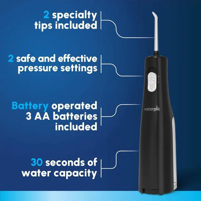 Alt view image 2 of 7 - Cordless Express Water Flosser, Battery Operated & Portable for Travel & Home, ADA Accepted, Waterproof for Shower Use, Black WF-02, Packaging May Vary