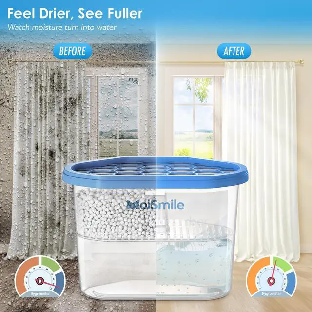 Alt view image 2 of 7 - Moisture Absorbers, Fast Acting Humidity Absorber & Odor Eliminator, Long Lasting Dehumidifier for Closet, Bathroom, Basement, Car & RV, 3 Pack, Fragrance Free