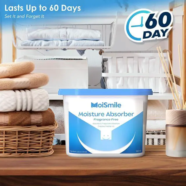 Alt view image 4 of 7 - Moisture Absorbers, Fast Acting Humidity Absorber & Odor Eliminator, Long Lasting Dehumidifier for Closet, Bathroom, Basement, Car & RV, 3 Pack, Fragrance Free