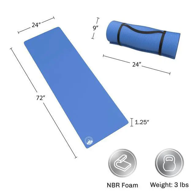 Alt view image 3 of 7 - Foam Sleeping Pad for Camping - 1.25-Inch-Thick Waterproof Sleep Pad with Carry Straps for Cots, Tents, or Sleepovers by Wakeman Outdoors (Blue)
