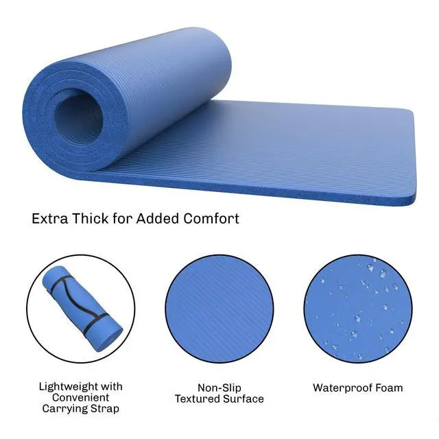 Alt view image 6 of 7 - Foam Sleeping Pad for Camping - 1.25-Inch-Thick Waterproof Sleep Pad with Carry Straps for Cots, Tents, or Sleepovers by Wakeman Outdoors (Blue)