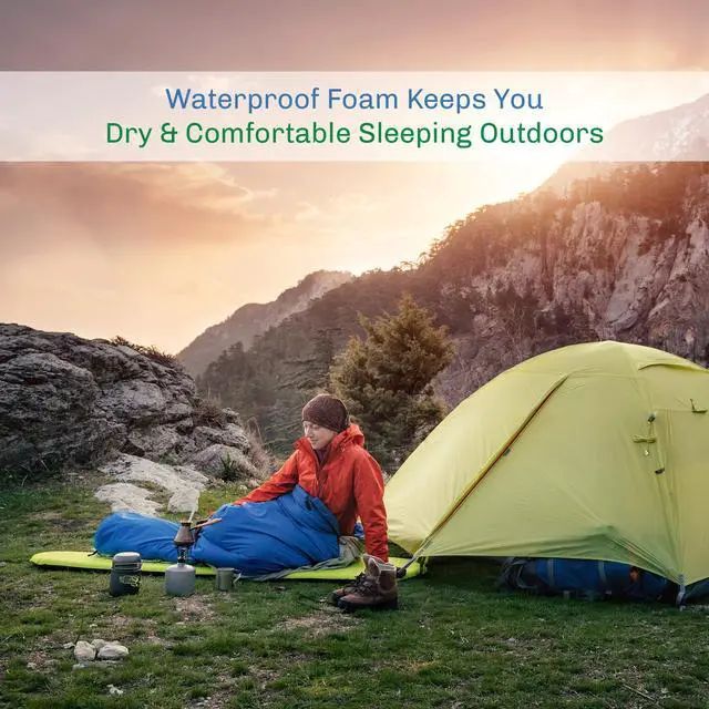 Alt view image 7 of 7 - Foam Sleeping Pad for Camping - 1.25-Inch-Thick Waterproof Sleep Pad with Carry Straps for Cots, Tents, or Sleepovers by Wakeman Outdoors (Blue)