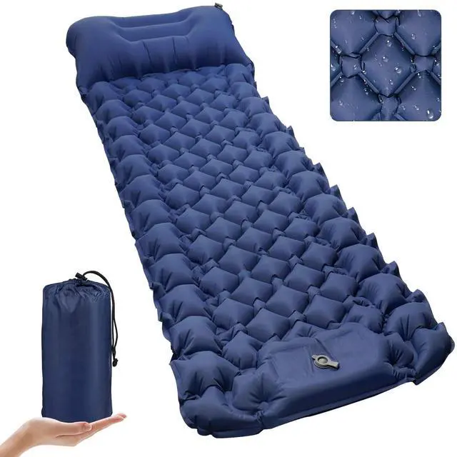 Main image of Sleeping Pad, Ultralight Self Inflating Camping Mat Sleeping Pad for Camping with Built-in Foot Pump & Pillow Durable Waterproof Sleeping Mat for Tent, Backpacking, Hiking - Blue