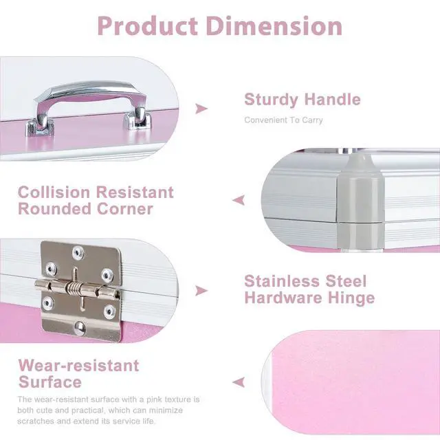 Alt view image 5 of 7 - Medicine Lock Box,First Aid Safe Medication Storage Box,Layered Aluminum Daily Medicine Cabinet Family Use,12.2" x 7.9" x 7.5", Pink