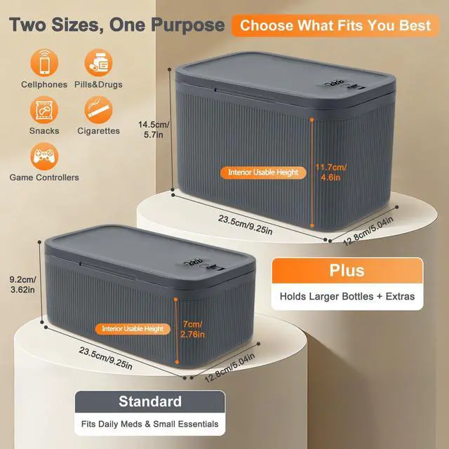 Alt view image 2 of 7 - Upgraded Taller Lock Box for Medication, Phone Jail & Snacks Large Lockable Storage Box with 3-Digit Combination Lock, Food-Safe BPA-Free Plastic Medicine Lock Box for Home, Fridge, Travel