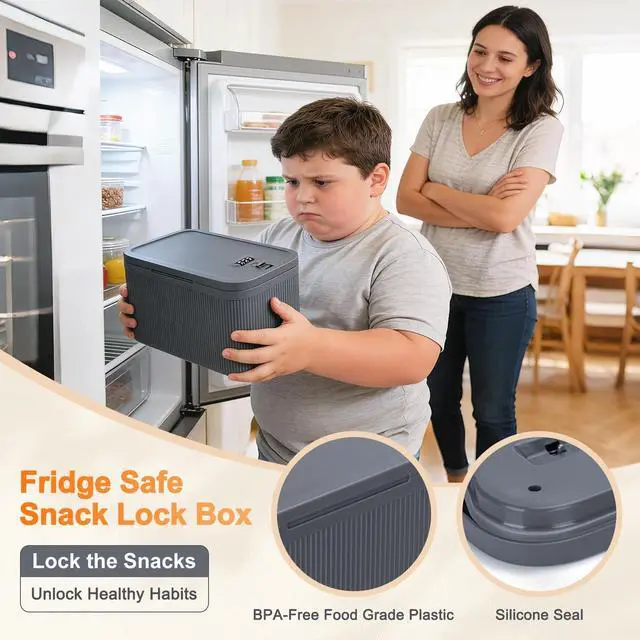 Alt view image 6 of 7 - Upgraded Taller Lock Box for Medication, Phone Jail & Snacks Large Lockable Storage Box with 3-Digit Combination Lock, Food-Safe BPA-Free Plastic Medicine Lock Box for Home, Fridge, Travel