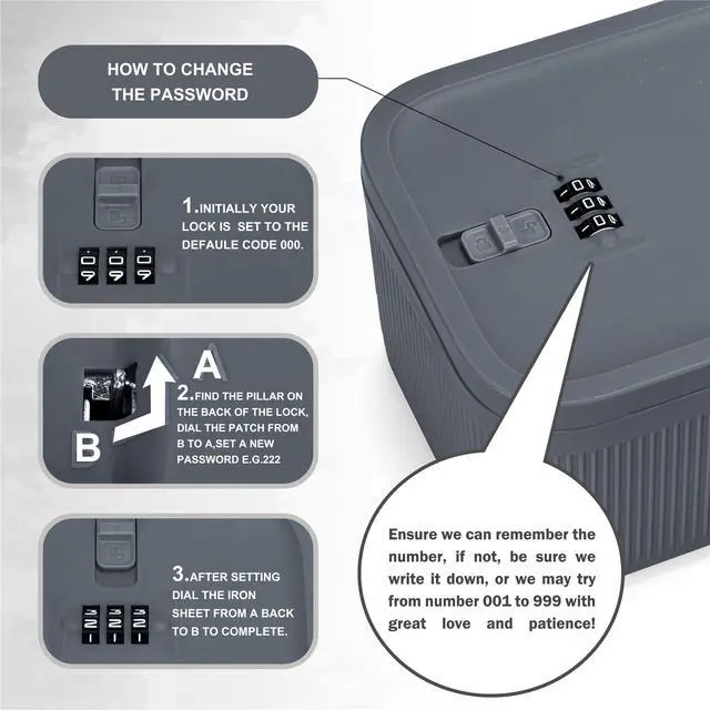 Alt view image 7 of 7 - Medicine Lock Box, Small Lock Box with Code, for Secure Storage of Medications, Snacks, ElectronicsCash, Office Files & Travel Essentials and more, Includes Cable Tie