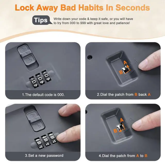 Alt view image 7 of 7 - Upgraded Taller Lock Box for Medication, Phone Jail & Snacks Large Lockable Storage Box with 3-Digit Combination Lock, Food-Safe BPA-Free Plastic Medicine Lock Box for Home, Fridge, Travel