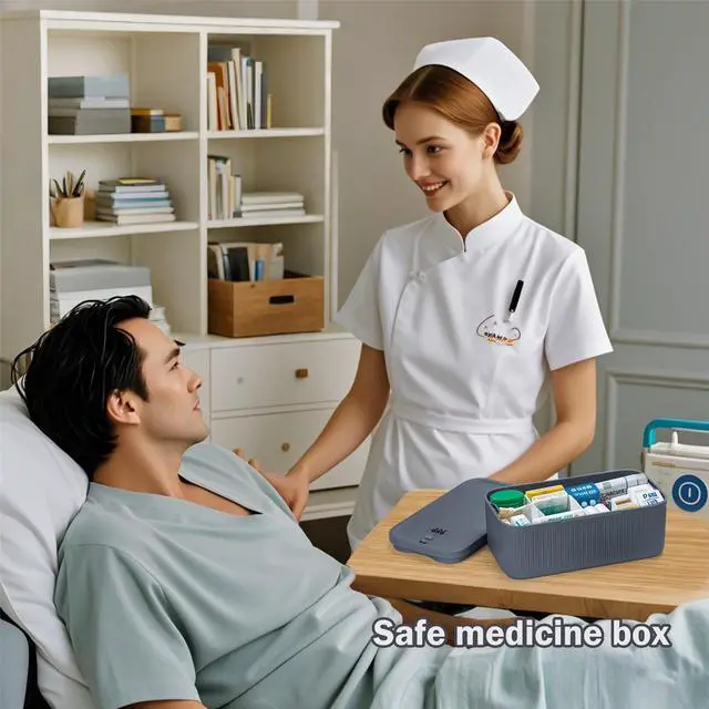 Alt view image 4 of 7 - Medicine Lock Box, Small Lock Box with Code, for Secure Storage of Medications, Snacks, ElectronicsCash, Office Files & Travel Essentials and more, Includes Cable Tie