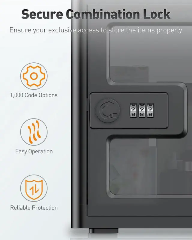 Alt view image 3 of 7 - Black Medicine Lock Box with Combination Lock 13 L Large Locking Medication Box Lockable Storage Box for Personal Items Phones Food & Snacks Stackable Fridge Lock Box for Home Office