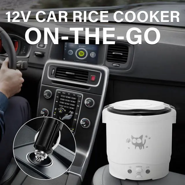Alt view image 2 of 7 - Mini Rice Cooker, 1L Small Rice Cooker 2 Cup-uncooked Travel Rice Maker 12V for Car with Steamer, Auto Keep Warm Suitable For 1-2 People, White