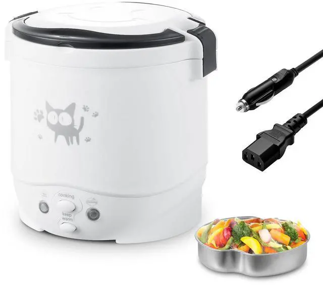 Main image of Mini Rice Cooker, 1L Small Rice Cooker 2 Cup-uncooked Travel Rice Maker 12V for Car with Steamer, Auto Keep Warm Suitable For 1-2 People, White
