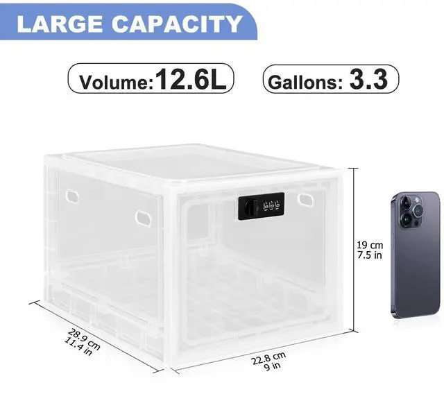 Alt view image 2 of 7 - Large Medicine Lock Box, 2 Pack Clear Medication Lock Box for Refrigerator, Lockable Storage with Code for Snacks, Phone, Tablet, Office, School, Home, Childproof First Aid Cabinet