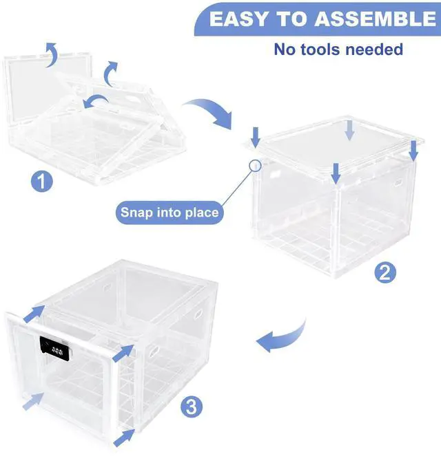 Alt view image 7 of 7 - Large Medicine Lock Box, 2 Pack Clear Medication Lock Box for Refrigerator, Lockable Storage with Code for Snacks, Phone, Tablet, Office, School, Home, Childproof First Aid Cabinet