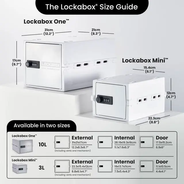 Alt view image 5 of 7 - One | Premium Lock Box | Medium Combination Lock Box For Food, Medicine & Home Safety | External Size 12 x 8 x 6.6 inches (Opal White)