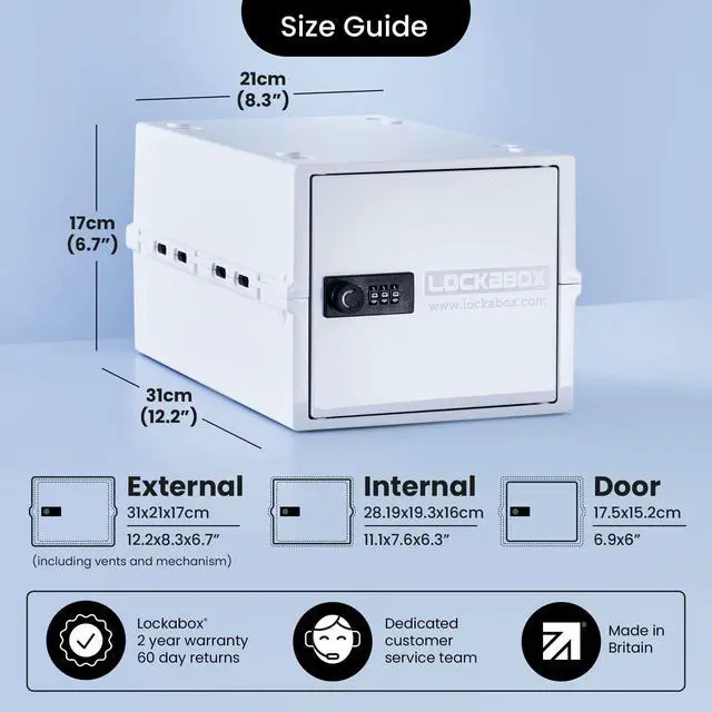 Alt view image 4 of 7 - One | Premium Lock Box | Medium Combination Lock Box For Food, Medicine & Home Safety | External Size 12 x 8 x 6.6 inches (Opal White)