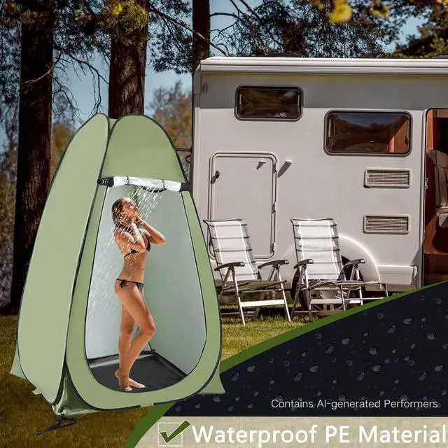 Alt view image 2 of 7 - Outdoor Camping Shower Mat, 39.4" Portable Shower Pan, Simple Version Foldable Floor Mat for Camp Hiking Beach Changing Tent, Prevent Dirtying & Feet Protect, Not Included Tent