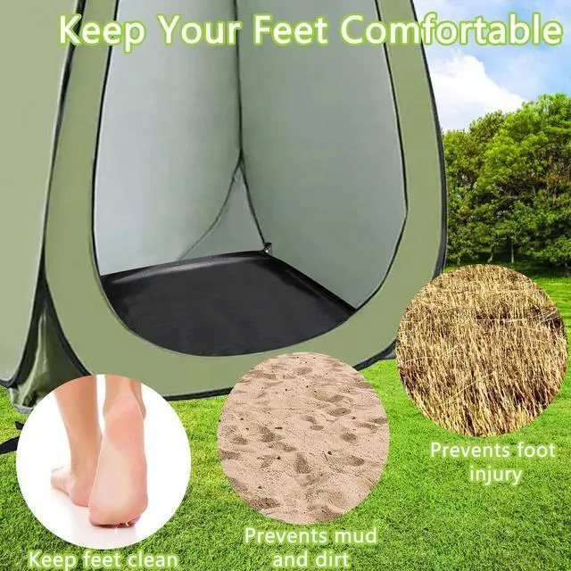 Alt view image 4 of 7 - Outdoor Camping Shower Mat, 39.4" Portable Shower Pan, Simple Version Foldable Floor Mat for Camp Hiking Beach Changing Tent, Prevent Dirtying & Feet Protect, Not Included Tent