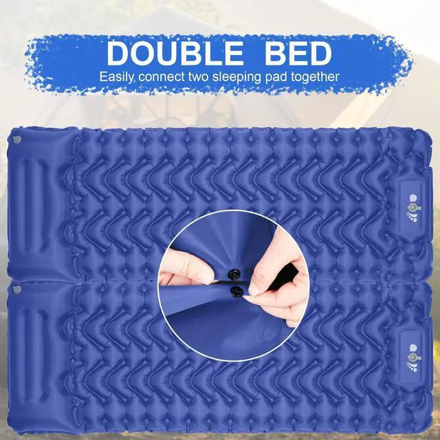 Alt view image 2 of 7 - Sleeping Pad, Ultralight Inflatable Sleeping Pad for Camping, Built-in Pump, Ultimate for Camping, Hiking, Airpad, Carry Bag, Repair Kit, Compact & Lightweight Air Mattress(Blue)