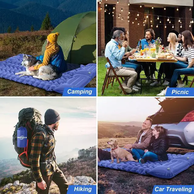 Alt view image 6 of 7 - Sleeping Pad, Ultralight Inflatable Sleeping Pad for Camping, Built-in Pump, Ultimate for Camping, Hiking, Airpad, Carry Bag, Repair Kit, Compact & Lightweight Air Mattress(Blue)
