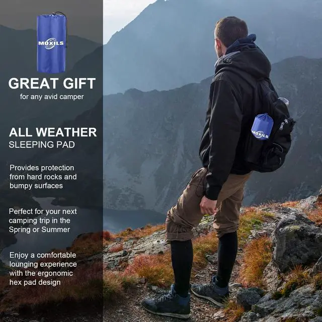 Alt view image 7 of 7 - Sleeping Pad, Ultralight Inflatable Sleeping Pad for Camping, Built-in Pump, Ultimate for Camping, Hiking, Airpad, Carry Bag, Repair Kit, Compact & Lightweight Air Mattress(Blue)