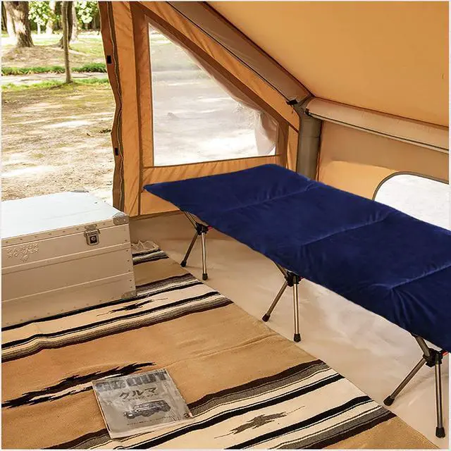 Alt view image 5 of 6 - Thick Camping Sleeping Pad, Soft Comfortable Microfiber Camping Cot Pads for Adults, Lightweight Foldable Sleeping mats for Traveling Hiking Backpacking Traveling Blue Large