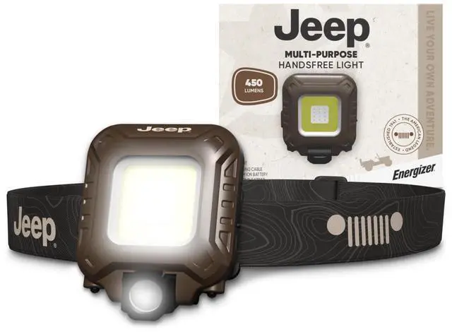 Main image of Jeep MP-450 Headlamp Rechargeable, Ultra Bright LED Rechargeable Head Lamp with White, Red, and Green Light, Water-Resistant Headlight for Outdoor Camping, Running, Hiking, and Fishing