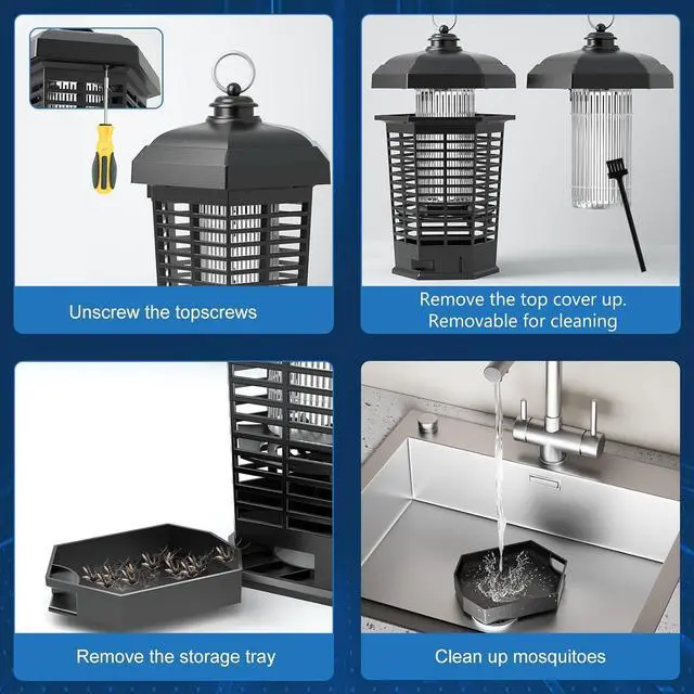 Alt view image 7 of 7 - Bug Zapper Backyard Patio Garden Outdoor & Indoor, High Powered Mosquito Zapper, Waterproof Metal Housing Insect Catcher