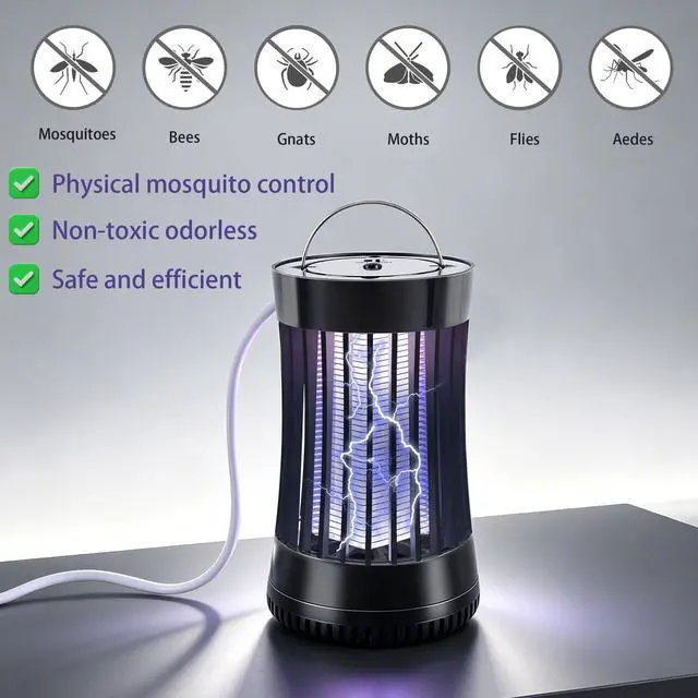 Alt view image 3 of 7 - Bug Zapper Indoor, 2 Packs Mosquito Killer with Fan, 1500V Electric Fly Trap, USB Plug-in Insect Catcher for Home, Kitchen, Bedroom, Black & White