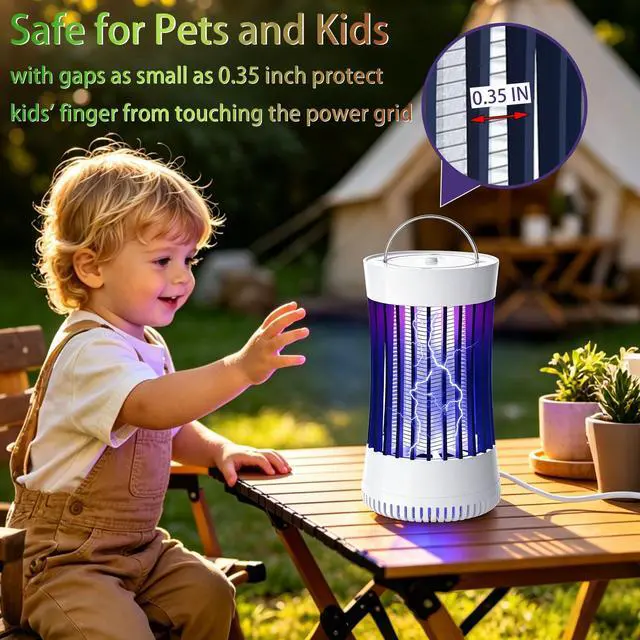 Alt view image 6 of 7 - Bug Zapper Indoor, 2 Packs Mosquito Killer with Fan, 1500V Electric Fly Trap, USB Plug-in Insect Catcher for Home, Kitchen, Bedroom, Black & White
